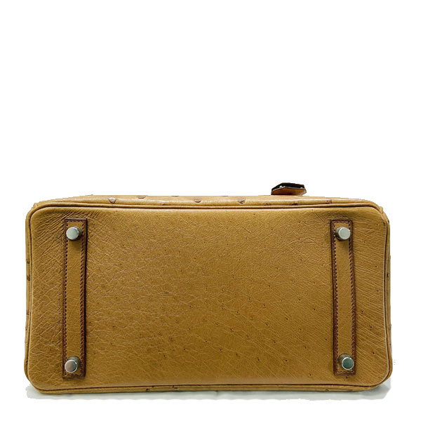 ■エルメス■ バーキン30 ハンドバッグ オーストリッチ ブラウン系/シルバー金具 □G刻印（2003年頃製造） 【HERMES】