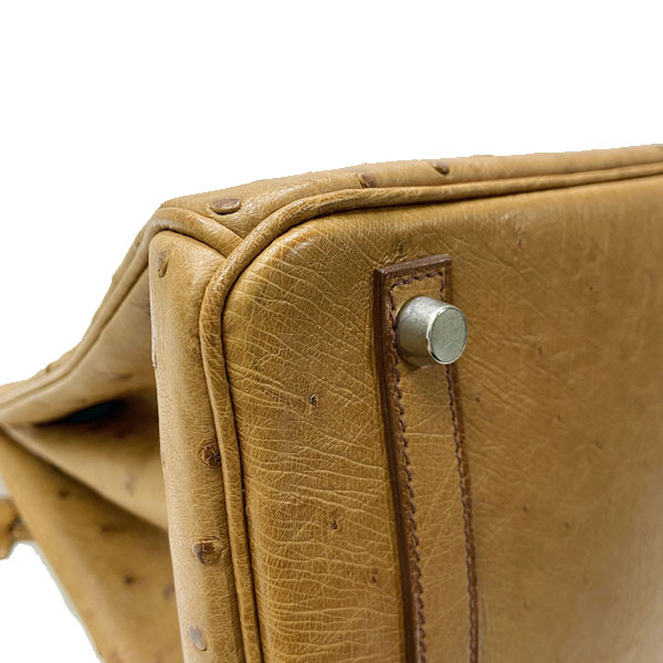 ■エルメス■ バーキン30 ハンドバッグ オーストリッチ ブラウン系/シルバー金具 □G刻印（2003年頃製造） 【HERMES】