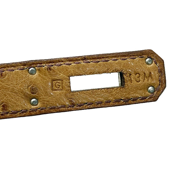 ■エルメス■ バーキン30 ハンドバッグ オーストリッチ ブラウン系/シルバー金具 □G刻印（2003年頃製造） 【HERMES】