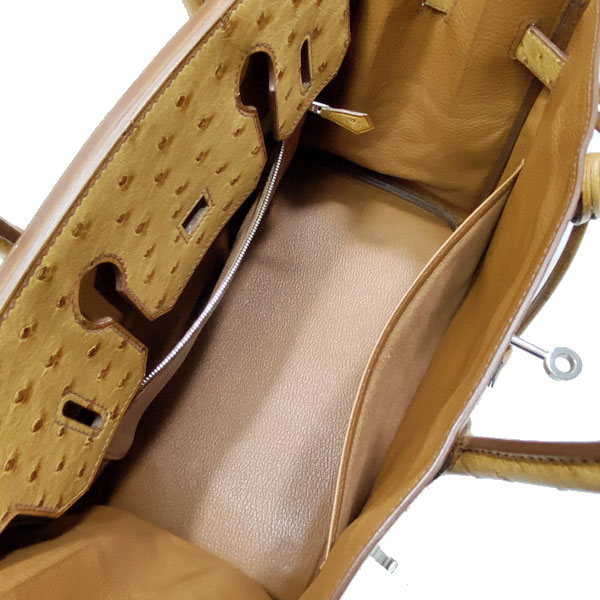 ■エルメス■ バーキン30 ハンドバッグ オーストリッチ ブラウン系/シルバー金具 □G刻印（2003年頃製造） 【HERMES】