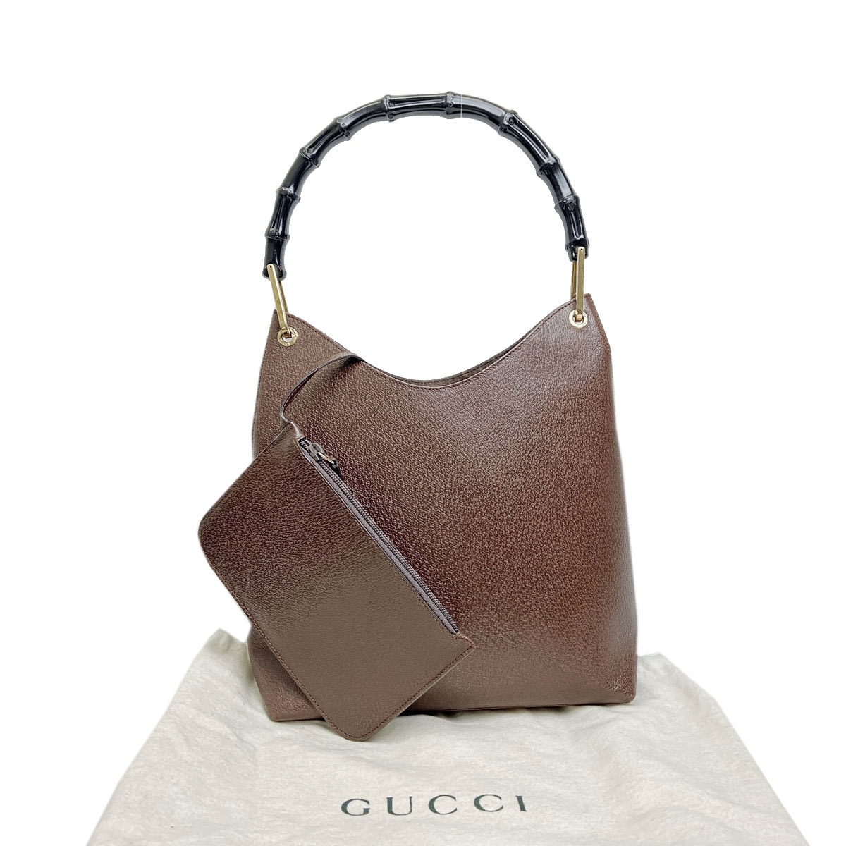 GUCCI ビジネスバッグ 2way バンブー カーフレザー ブラウン □グッチ□ バンブー ショルダーバッグ レザー ブラウン 001・1880