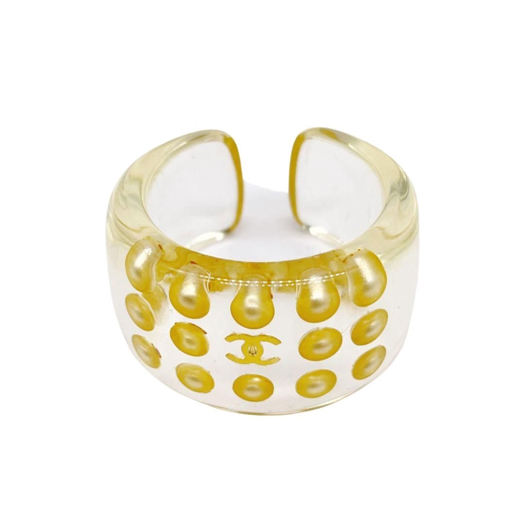 CHANEL シャネル リング 指輪 フェイクパール ココマーク プラスチック クリア 約14号