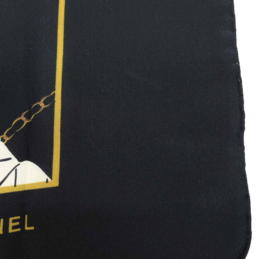 CHANEL シャネル スカーフ マドモアゼル マトラッセ柄 シルク ブラック