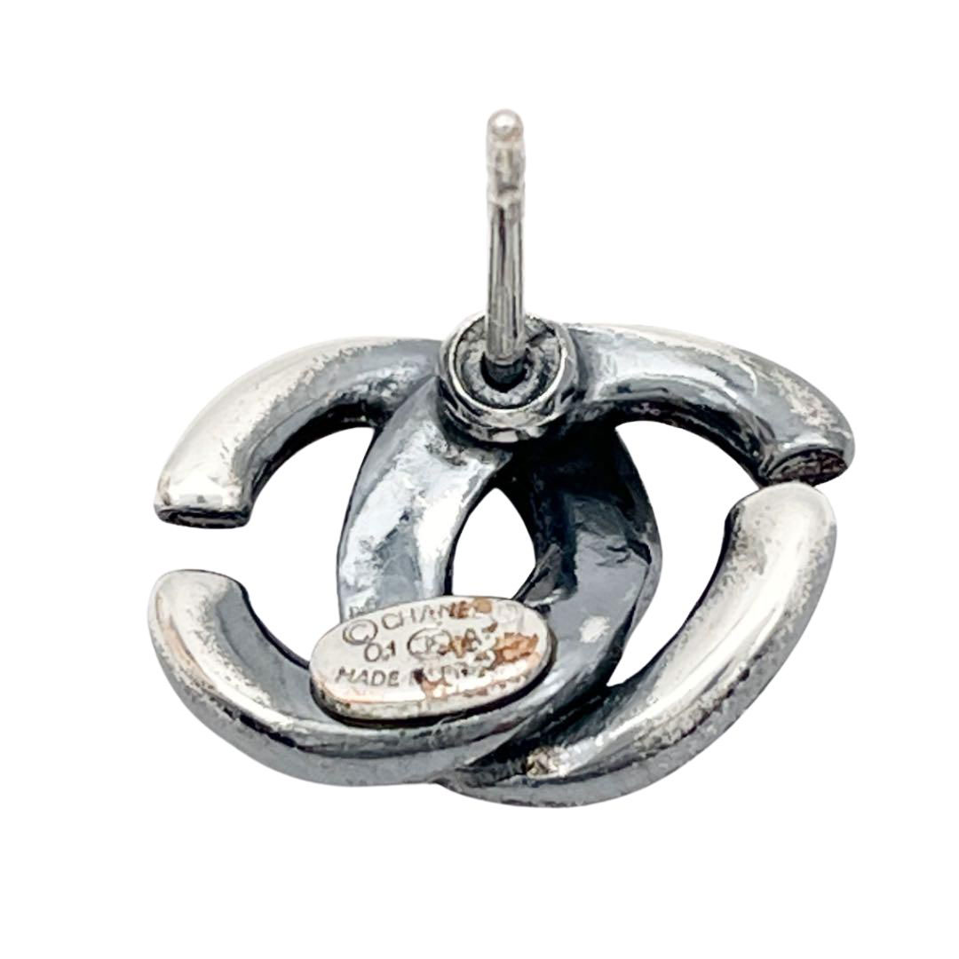 CHANEL シャネル ピアス ココマーク パープル ブラック シルバー 01A