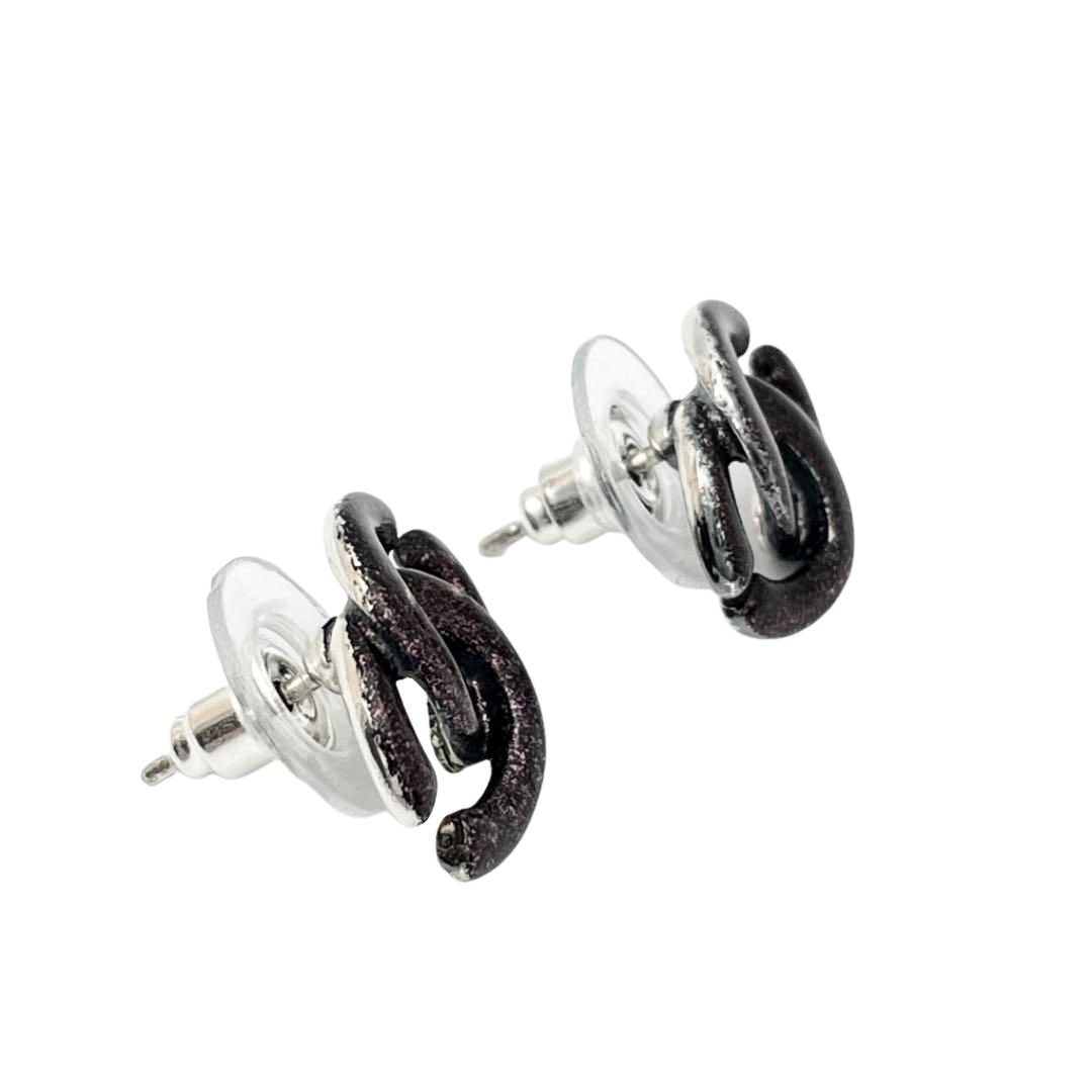 CHANEL シャネル ピアス ココマーク パープル ブラック シルバー 01A