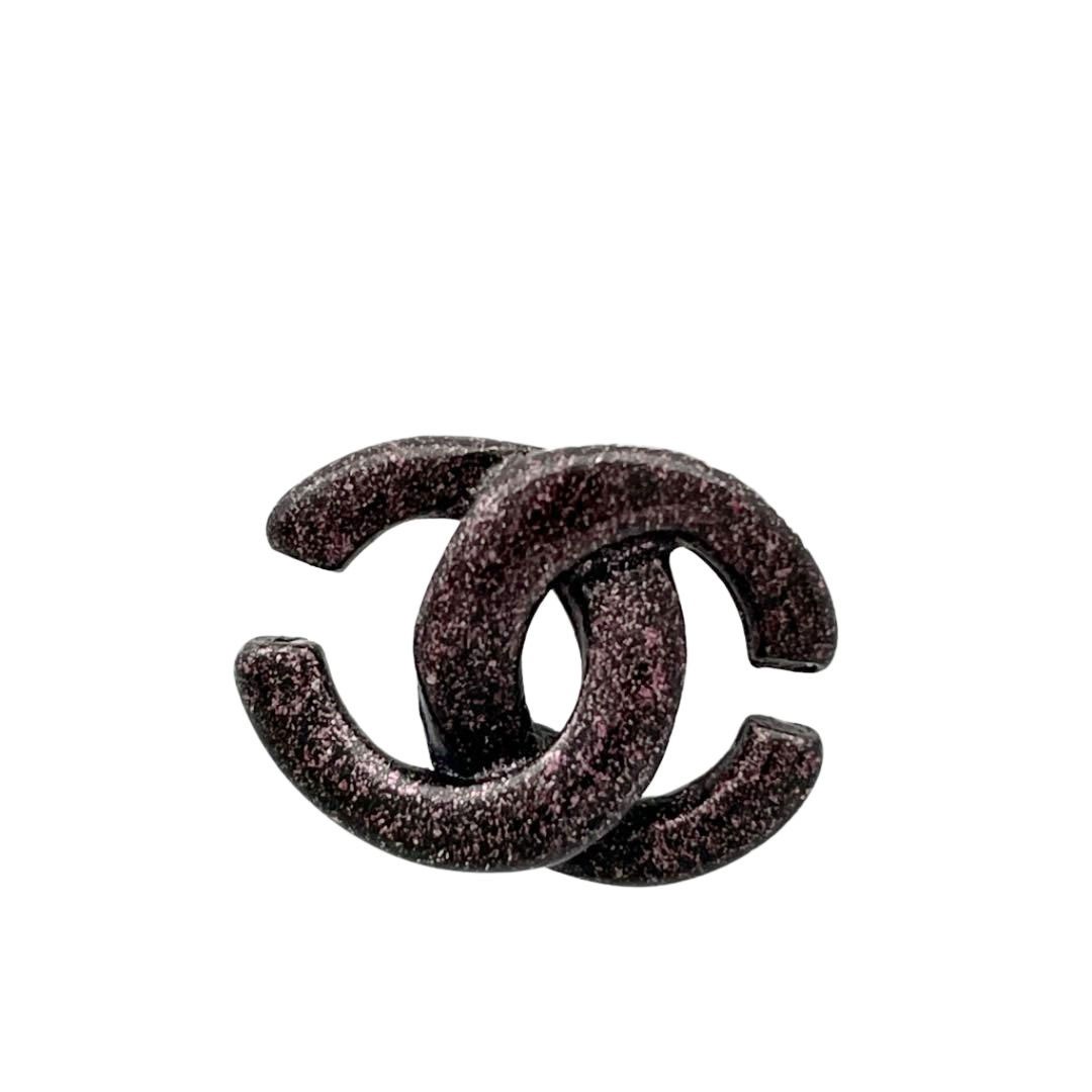 CHANEL シャネル ピアス ココマーク パープル ブラック シルバー 01A