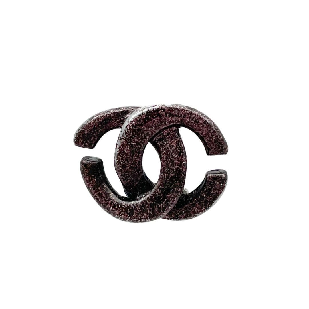CHANEL シャネル ピアス ココマーク パープル ブラック シルバー 01A