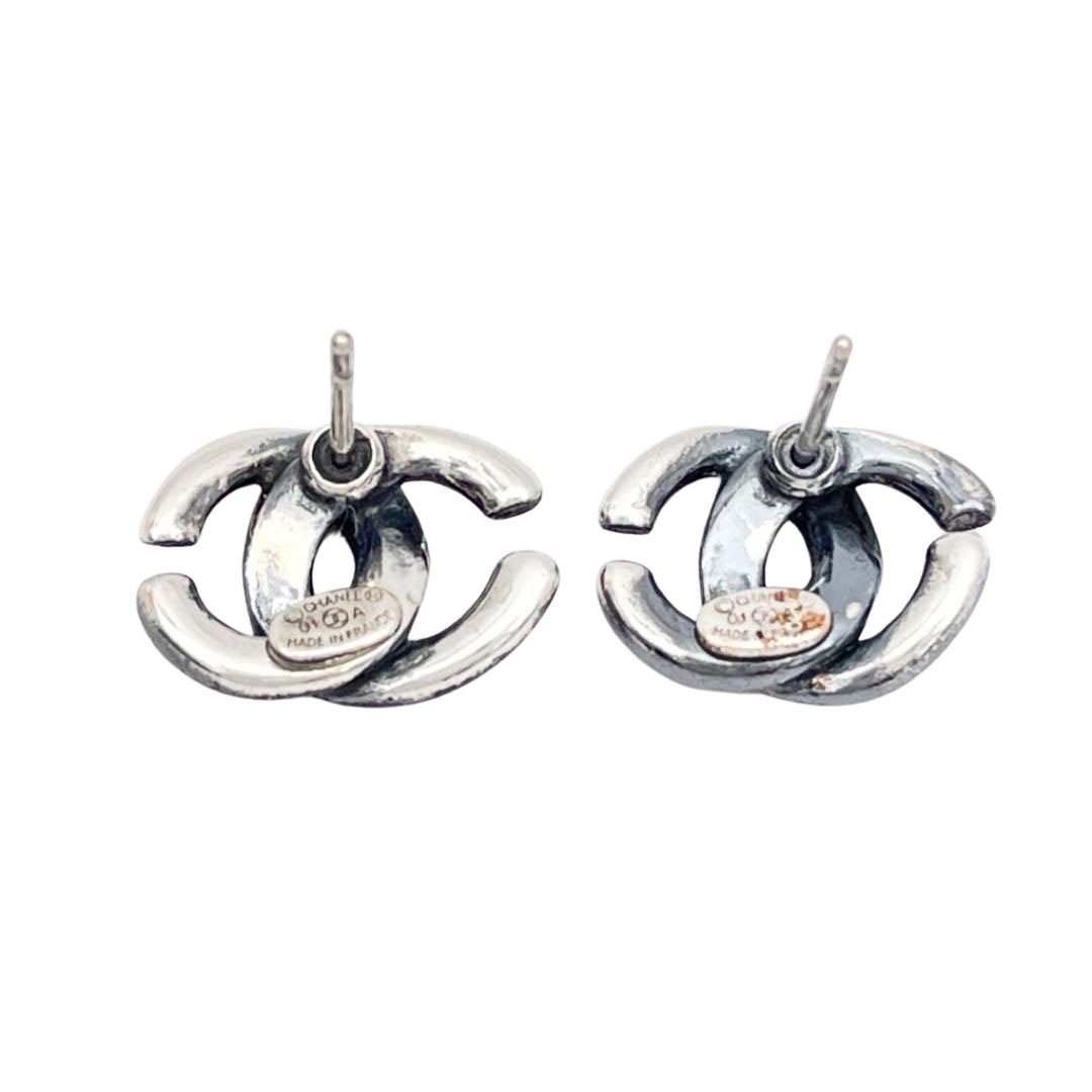 CHANEL シャネル ピアス ココマーク パープル ブラック シルバー 01A