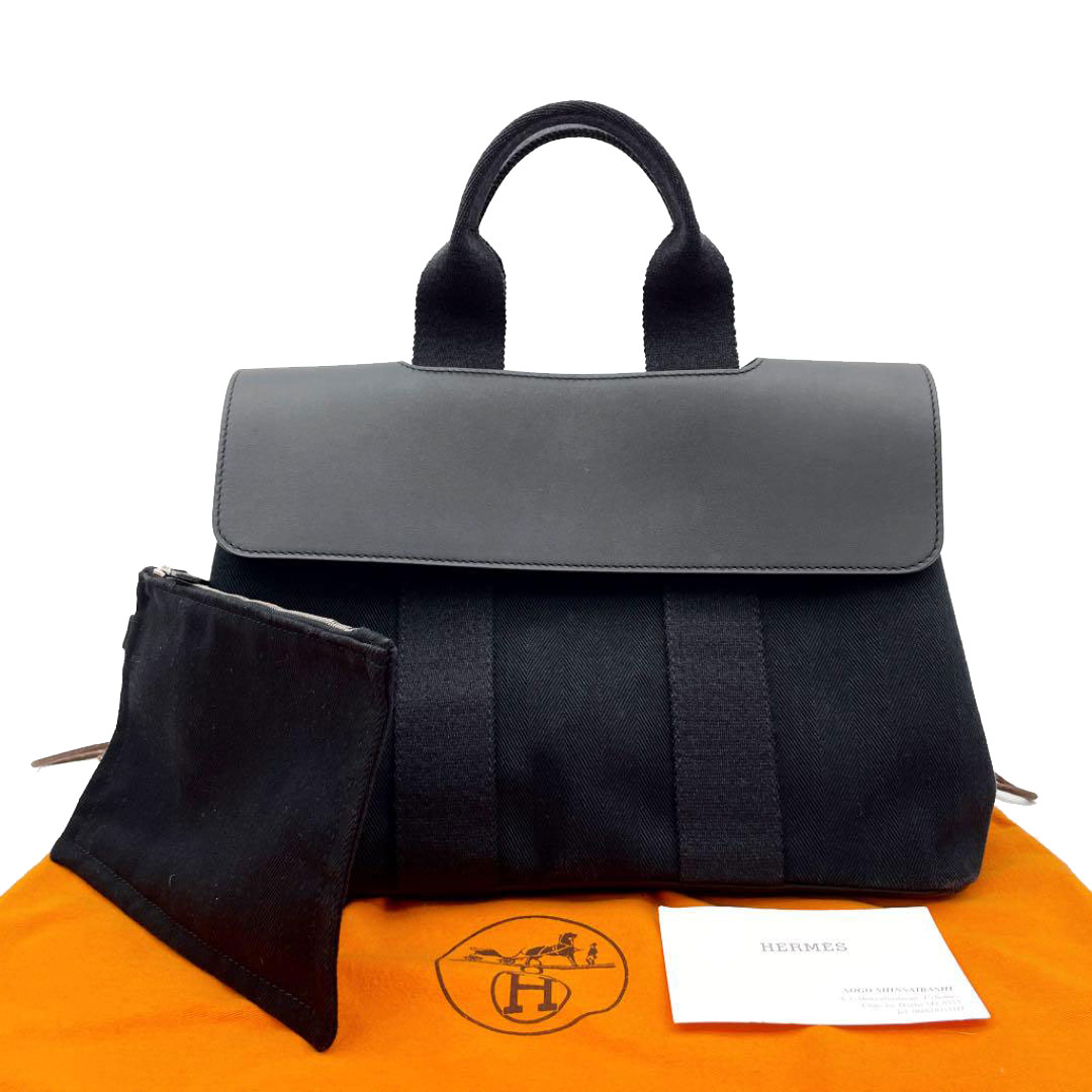 HERMES エルメス ハンドバッグ ヴァルパライソPM トワルシェブロン/カーフ ブラック