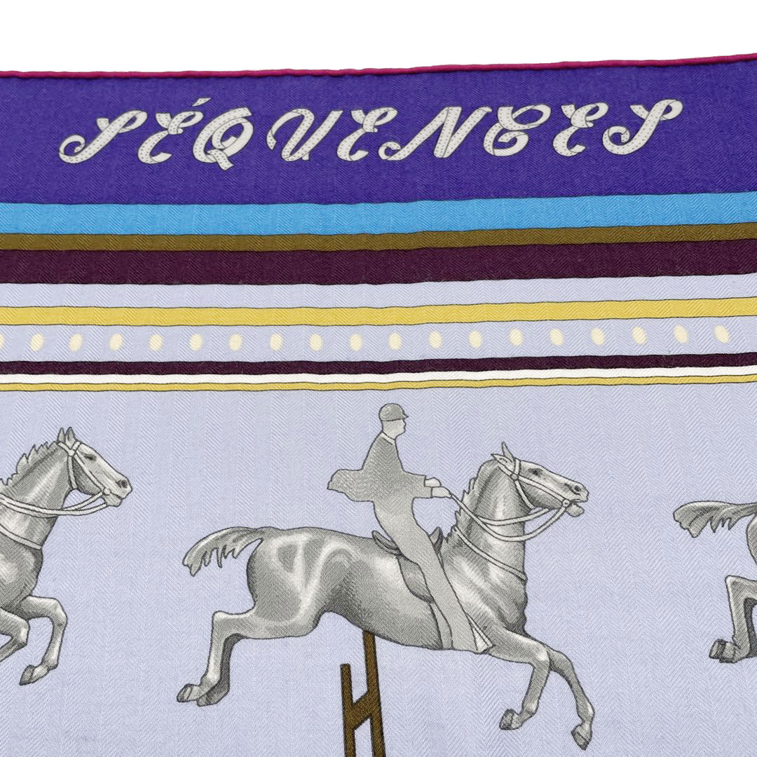 HERMES エルメス ショール ストール カレ140 『Sequences(シーケンス)』 カシミヤ シルク パープル系