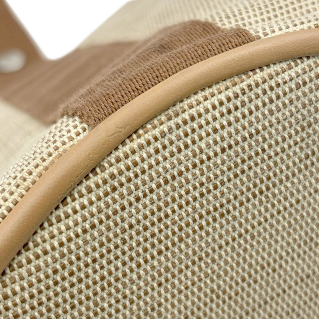 HERMES エルメス ハンドバッグ サクソーMM トワルアッシュ キャンバス ベージュ/ブラウン