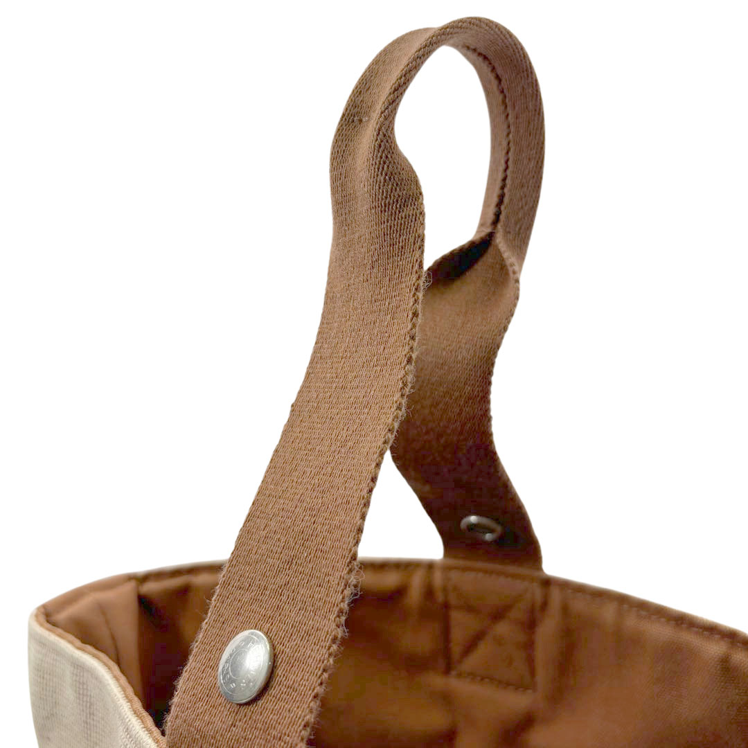 HERMES エルメス ハンドバッグ サクソーMM トワルアッシュ キャンバス ベージュ/ブラウン