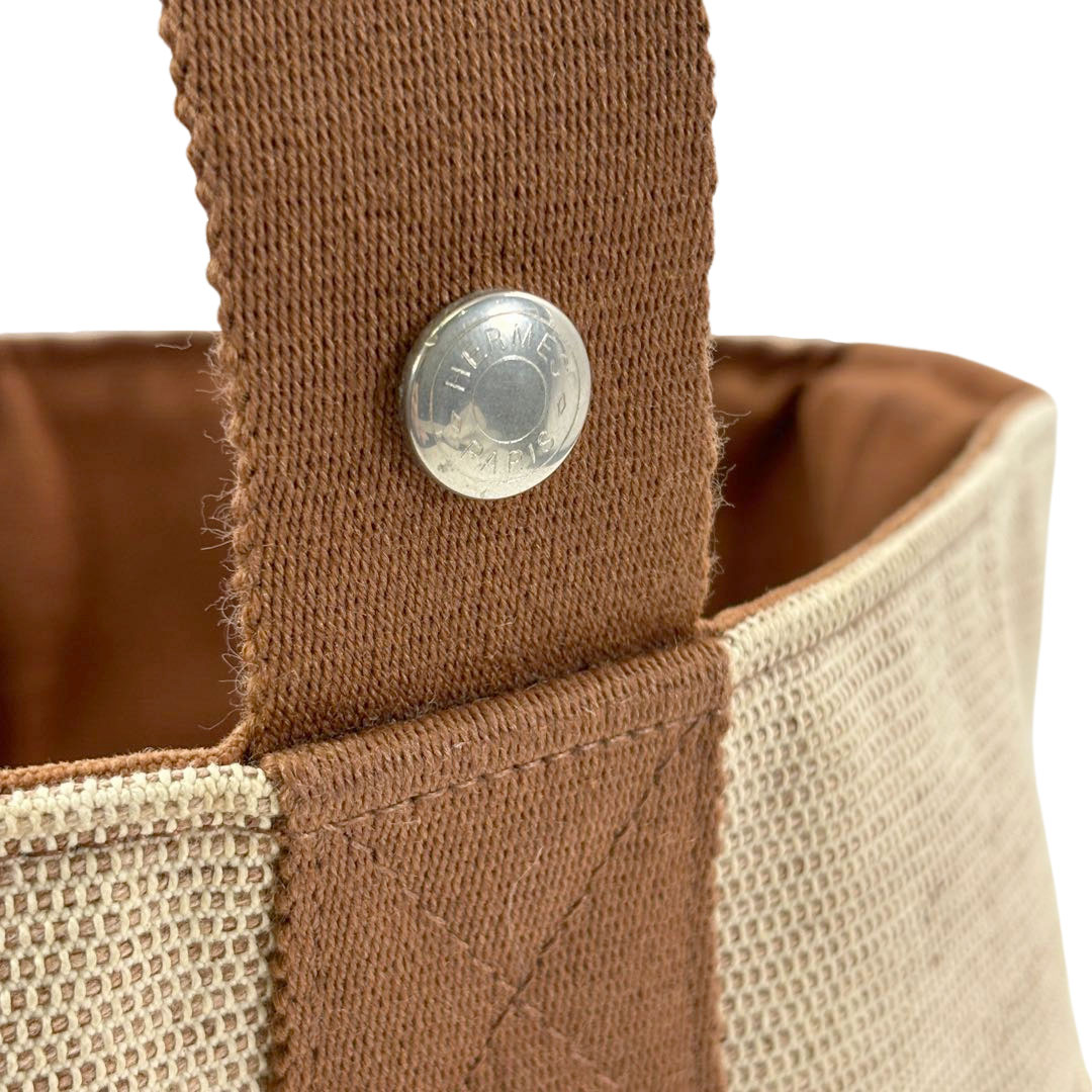 HERMES エルメス ハンドバッグ サクソーMM トワルアッシュ キャンバス ベージュ/ブラウン