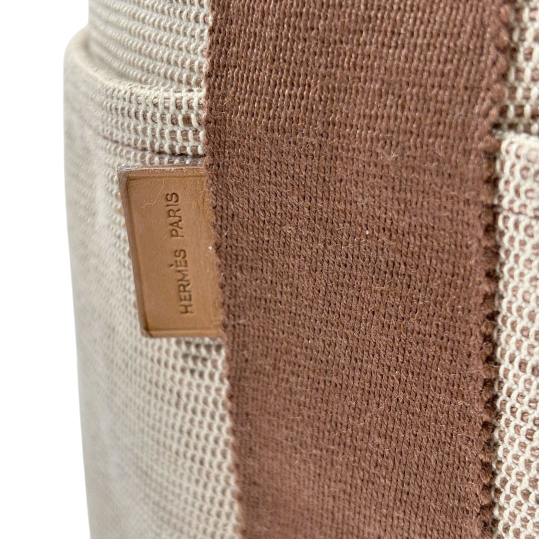 HERMES エルメス ハンドバッグ サクソーMM トワルアッシュ キャンバス ベージュ/ブラウン