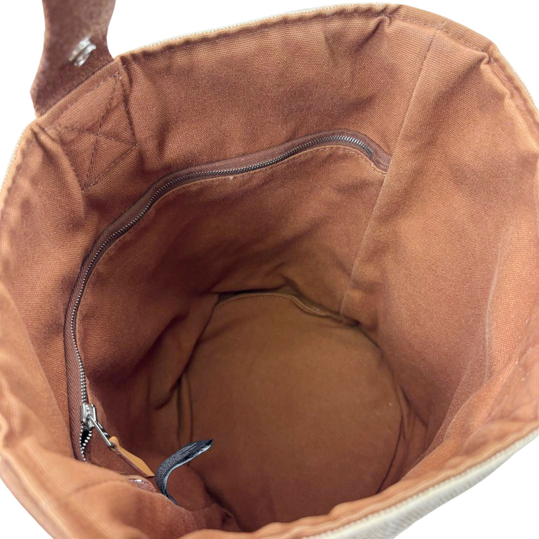 HERMES エルメス ハンドバッグ サクソーMM トワルアッシュ キャンバス ベージュ/ブラウン