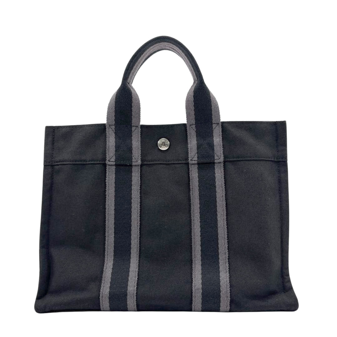 HERMES エルメス トートバッグ フールトゥPM キャンバス ブラック/グレー