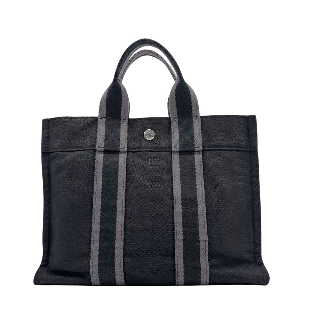HERMES エルメス トートバッグ フールトゥPM キャンバス ブラック/グレー