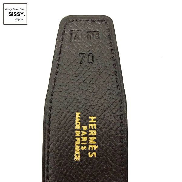 ■エルメス■ コンスタンス Hベルト ボックスカーフ クシュベル ブラウン/ブラック リバーシブル ゴールド金具 □A刻印 【HERMES】