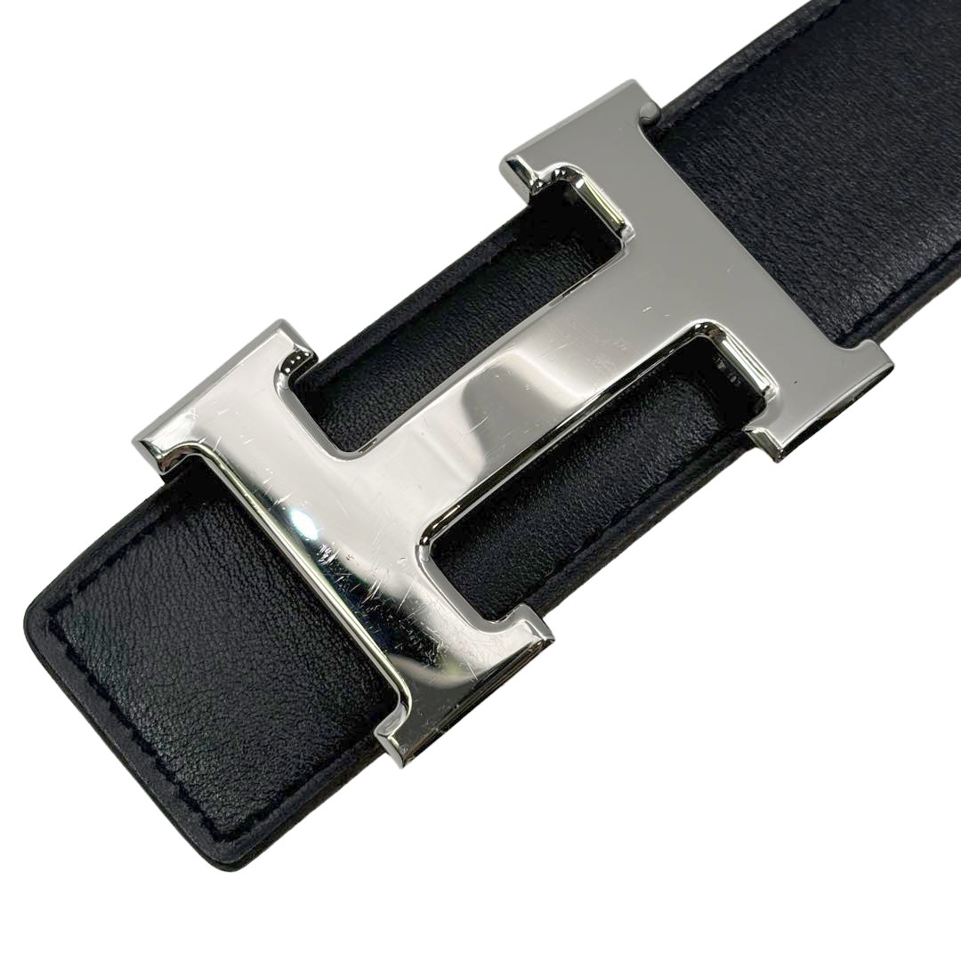 HERMES エルメス Hベルト コンスタンス 75 リバーシブル ボックスカーフ/トゴ ブラック/ブラウン/シルバー金具 □M刻印