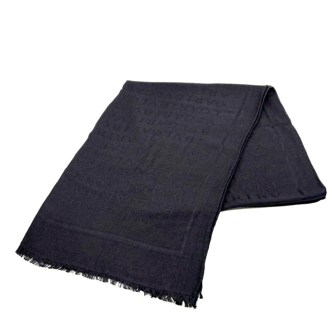 BVLGARI ブルガリ ストール ロゴマニア シルク/ウール ブラック