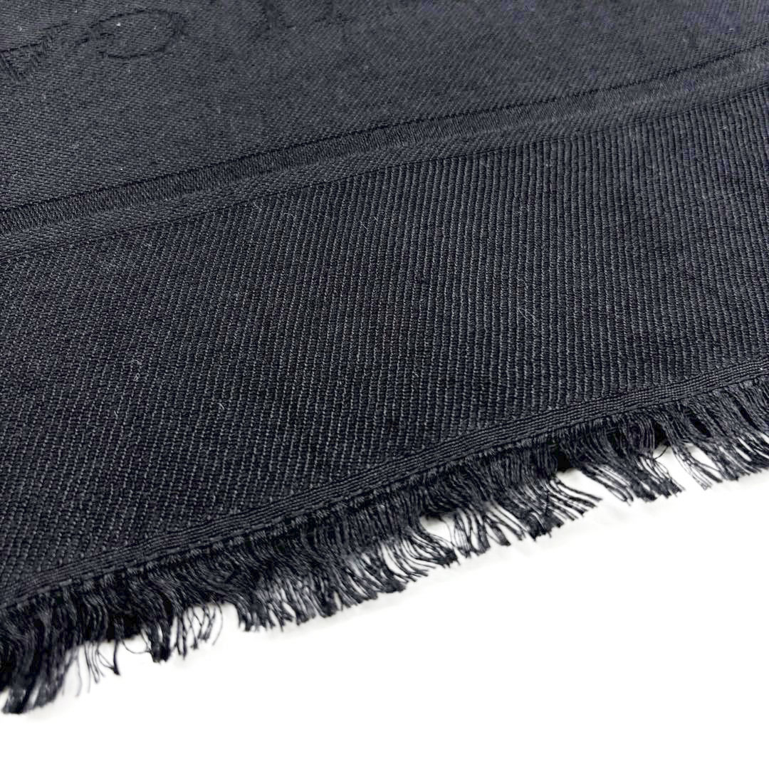 BVLGARI ブルガリ ストール ロゴマニア シルク/ウール ブラック