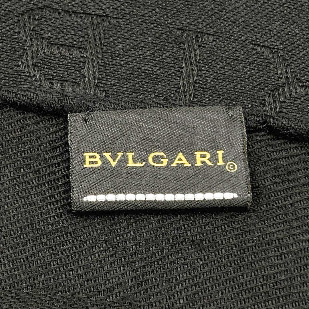 BVLGARI ブルガリ ストール ロゴマニア シルク/ウール ブラック