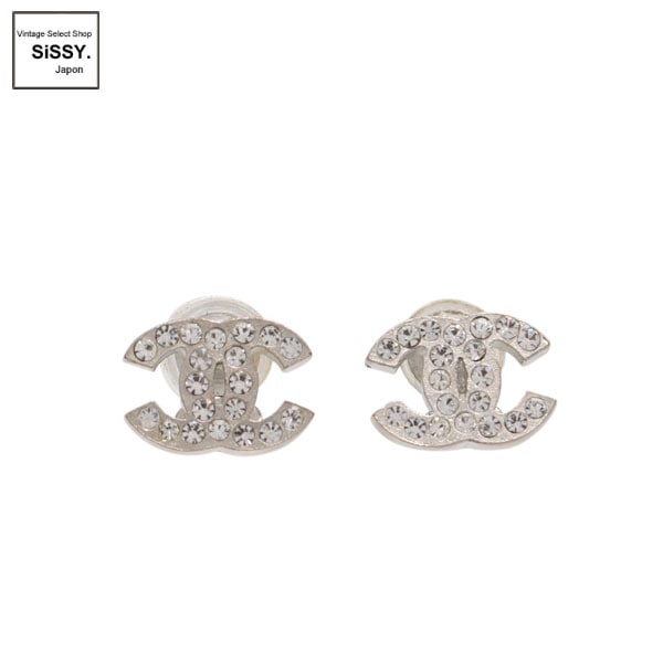 CHANEL ロゴピアス シルバー/透明 CHANEL ロゴピアス シルバー/透明 CHANEL ロゴピアス シルバー/透明