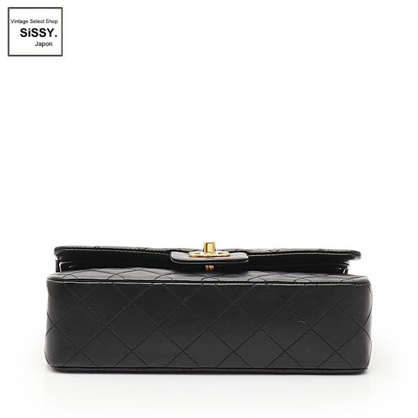 ■シャネル■ マトラッセ ダブルフラップ チェーンショルダーバッグ ラムスキン ブラック ゴールド金具 【CHANEL】