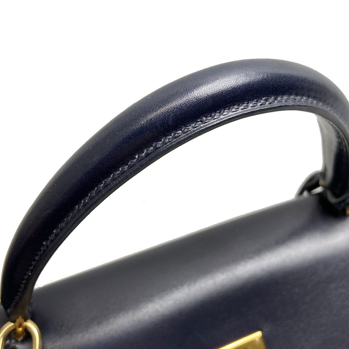 HERMES エルメス ケリー32 2WAY ハンドバッグ ボックスカーフ 内縫い ネイビー □B刻印（1998年頃製造） ソルド品