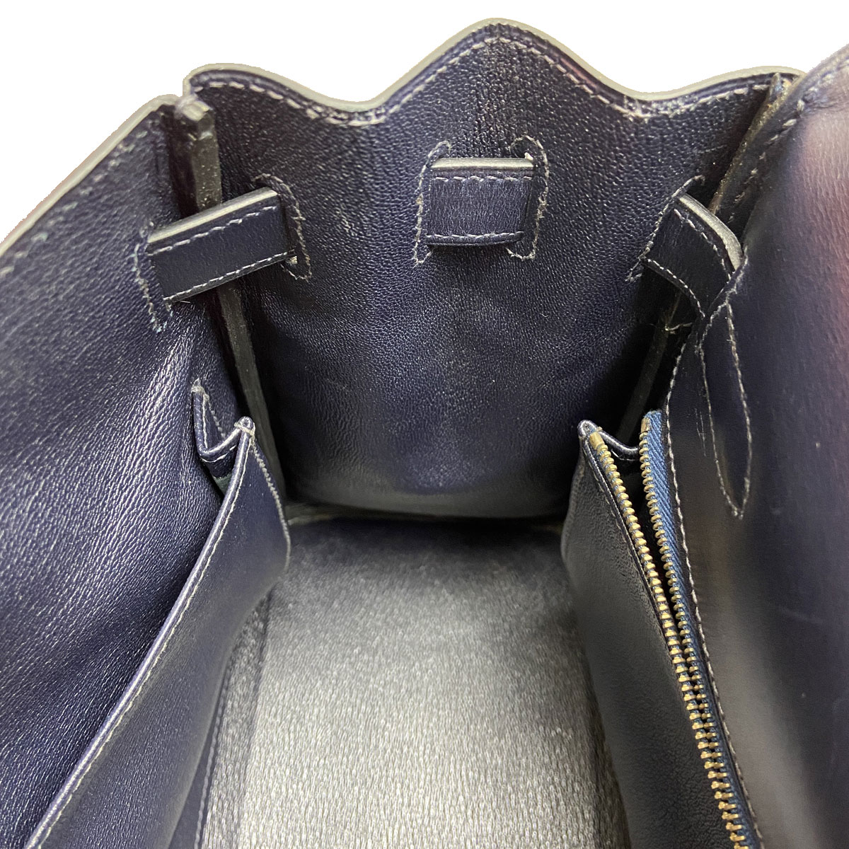 HERMES エルメス ケリー32 2WAY ハンドバッグ ボックスカーフ 内縫い ネイビー □B刻印（1998年頃製造） ソルド品
