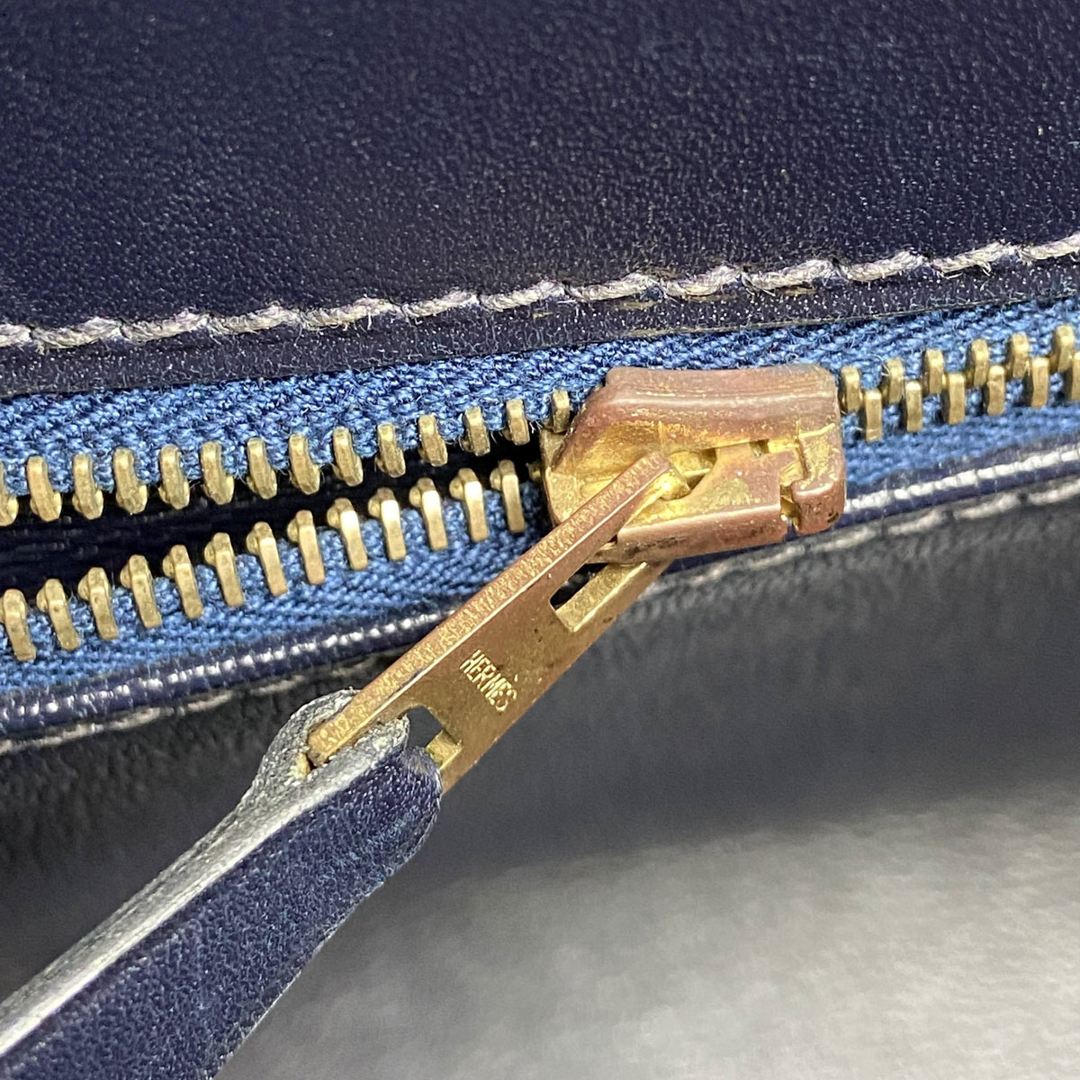 HERMES エルメス ケリー32 2WAY ハンドバッグ ボックスカーフ 内縫い ネイビー □B刻印（1998年頃製造） ソルド品