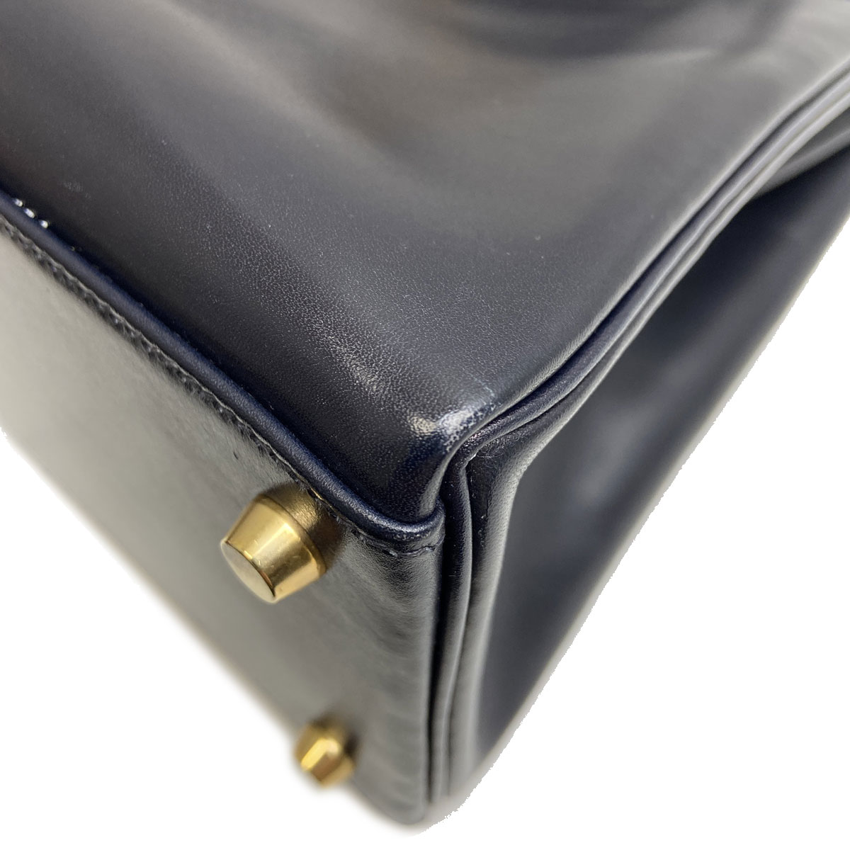HERMES エルメス ケリー32 2WAY ハンドバッグ ボックスカーフ 内縫い ネイビー □B刻印（1998年頃製造） ソルド品
