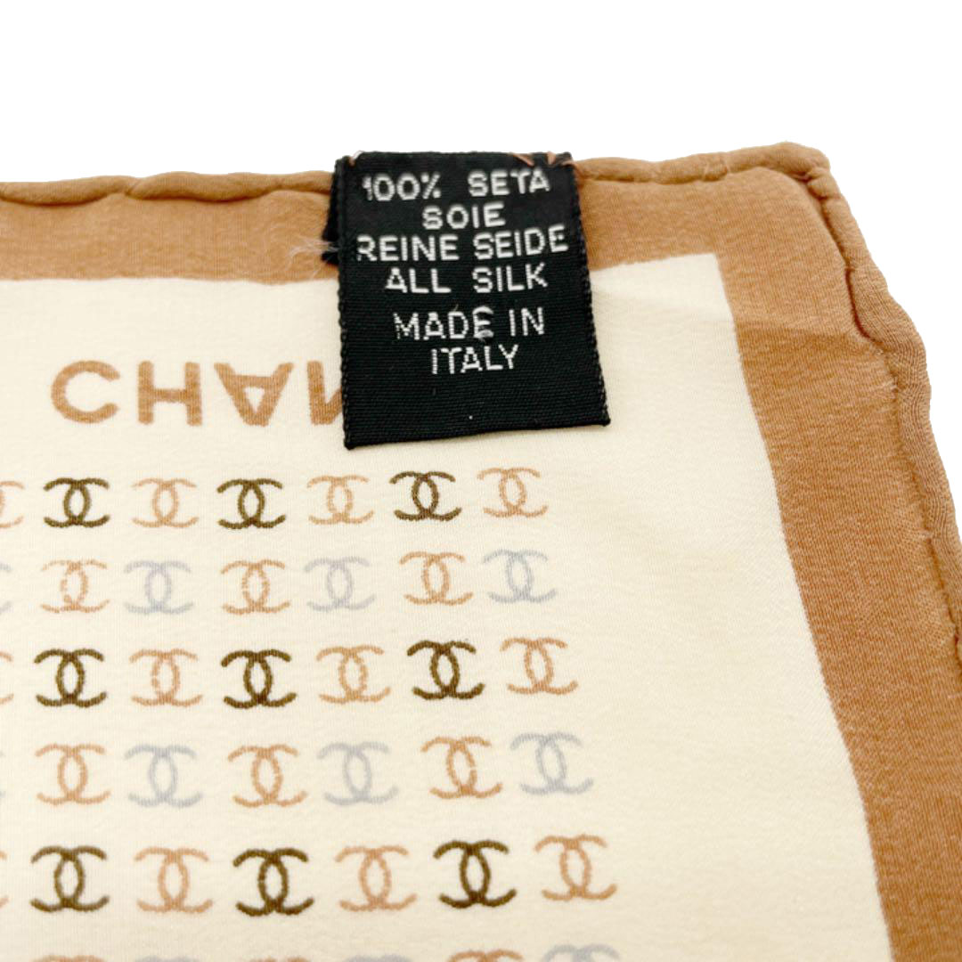 CHANEL シャネル スカーフ シルクツイル ココマーク ベージュ ブラウン