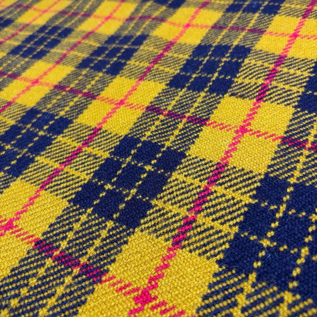 HERMES エルメス ひざ掛け ブランケット タータンチェック ウール100% イエロー系