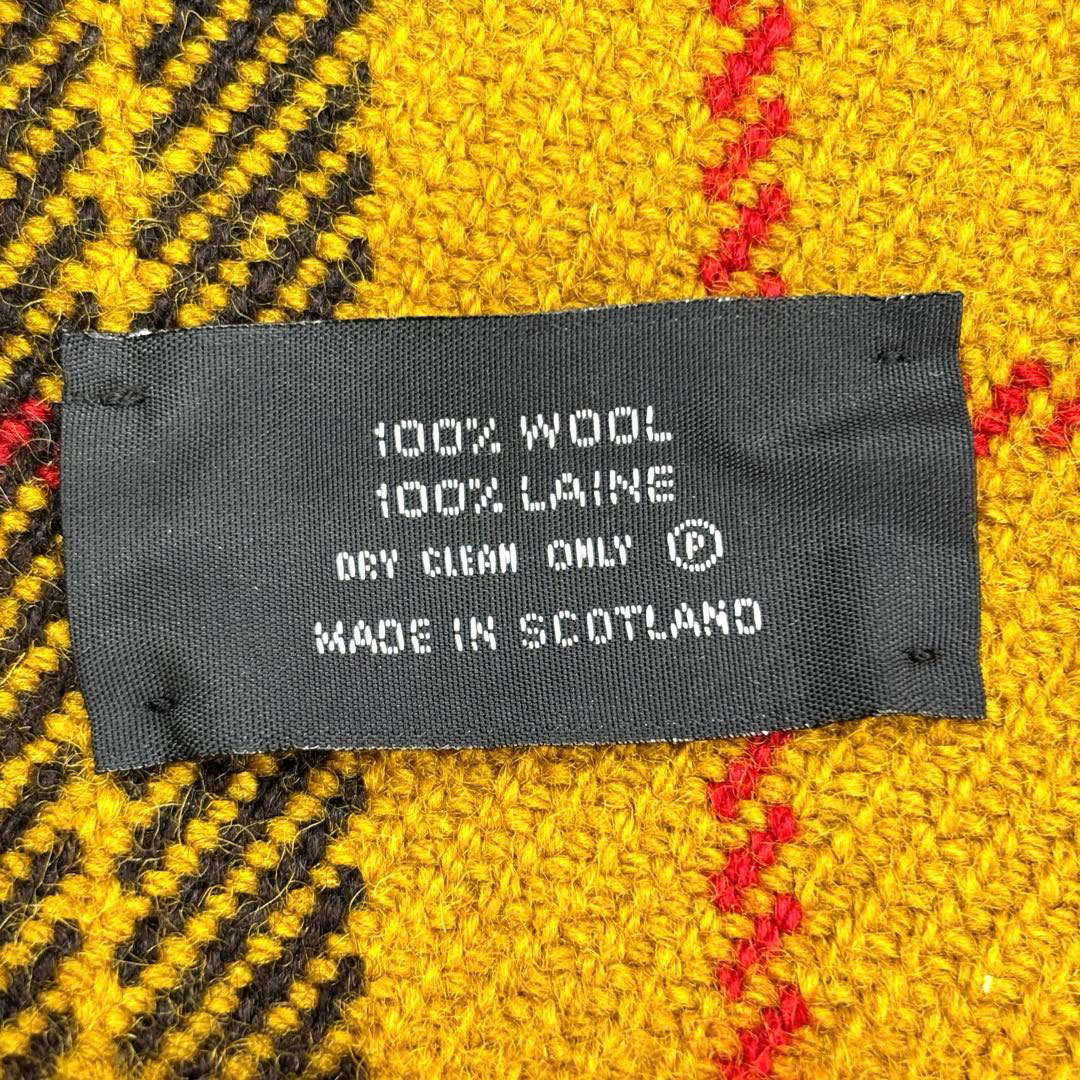 HERMES エルメス ひざ掛け ブランケット タータンチェック ウール100% イエロー系