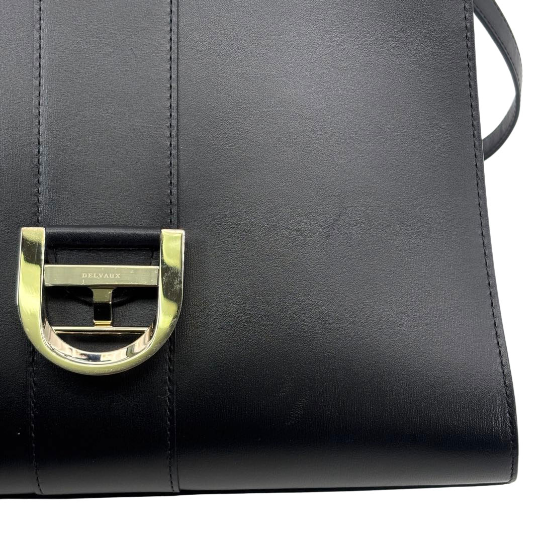 DELVAUX デルヴォー 2WAYハンドバッグ ブリヨンMM ボックスカーフ ブラック/シャンパンゴールド金具 2018SS