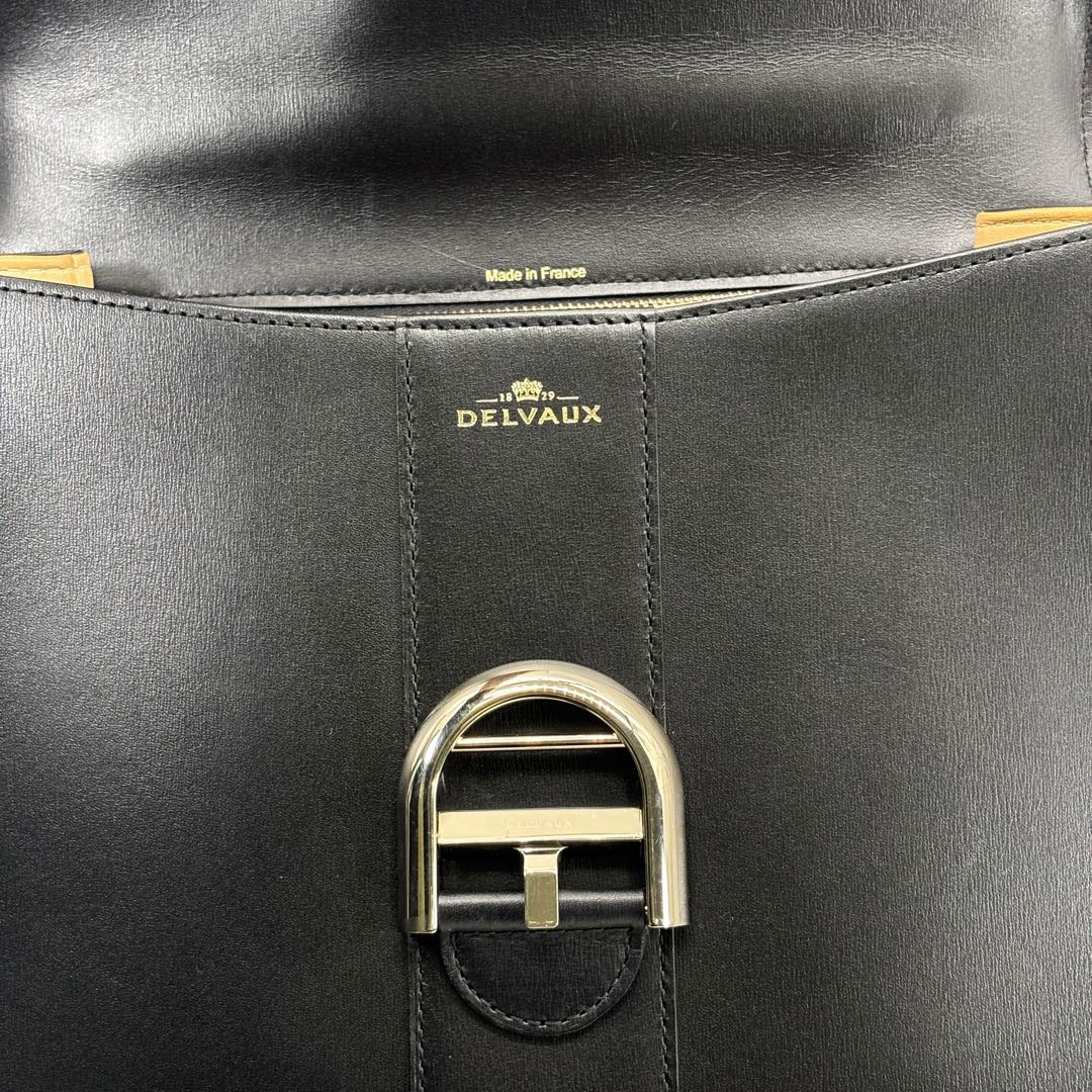 DELVAUX デルヴォー 2WAYハンドバッグ ブリヨンMM ボックスカーフ ブラック/シャンパンゴールド金具 2018SS