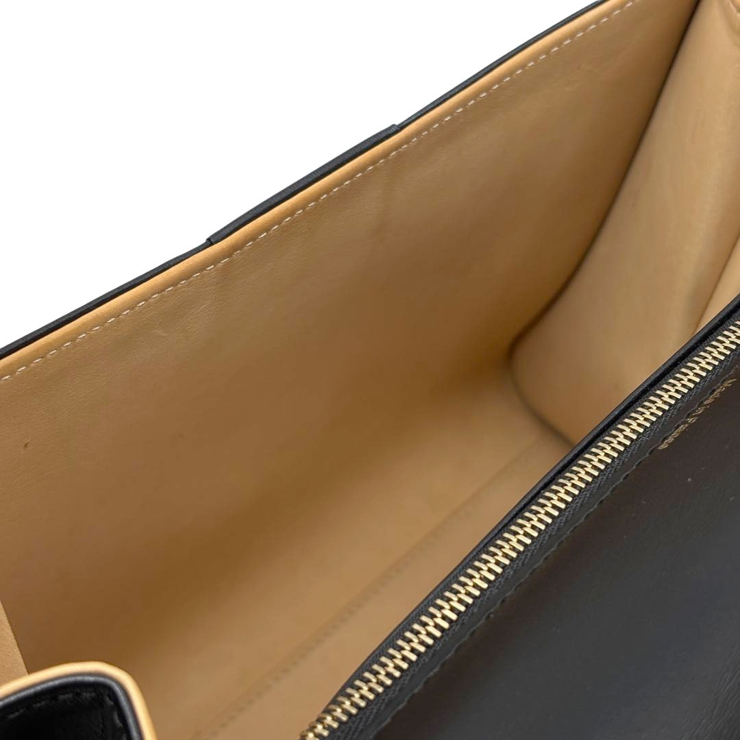 DELVAUX デルヴォー 2WAYハンドバッグ ブリヨンMM ボックスカーフ ブラック/シャンパンゴールド金具 2018SS