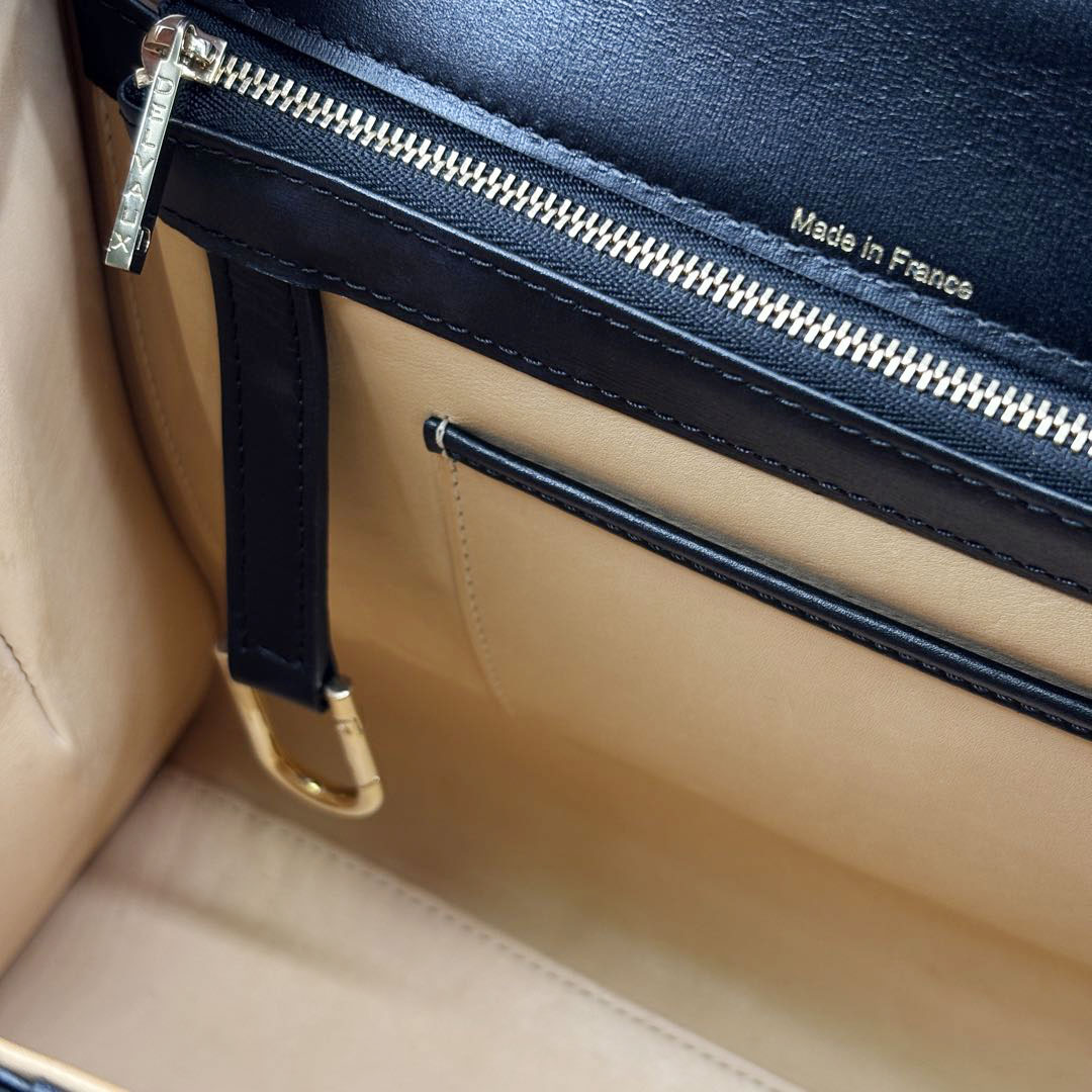 DELVAUX デルヴォー 2WAYハンドバッグ ブリヨンMM ボックスカーフ ブラック/シャンパンゴールド金具 2018SS