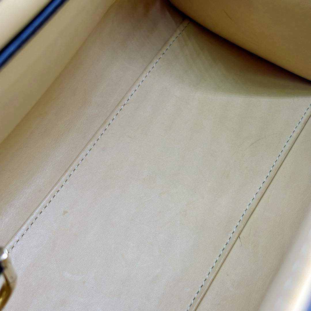 DELVAUX デルヴォー 2WAYハンドバッグ ブリヨンMM ボックスカーフ ブラック/シャンパンゴールド金具 2018SS