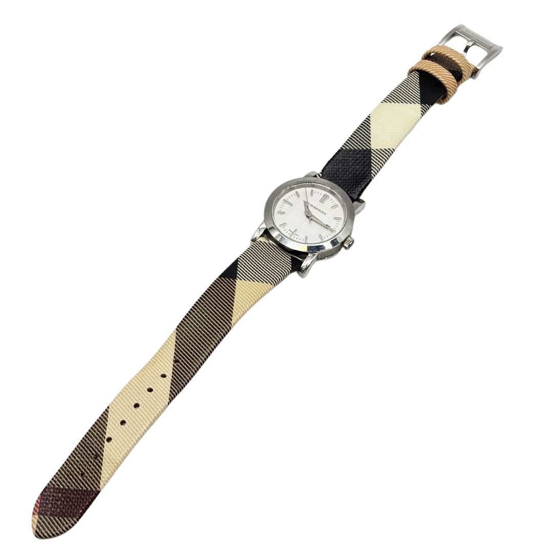 BURBERRY レディース 時計 ホワイト/ベージュ BURBERRY バーバリー レディース腕時計 QZ SS/チェック柄ベルト