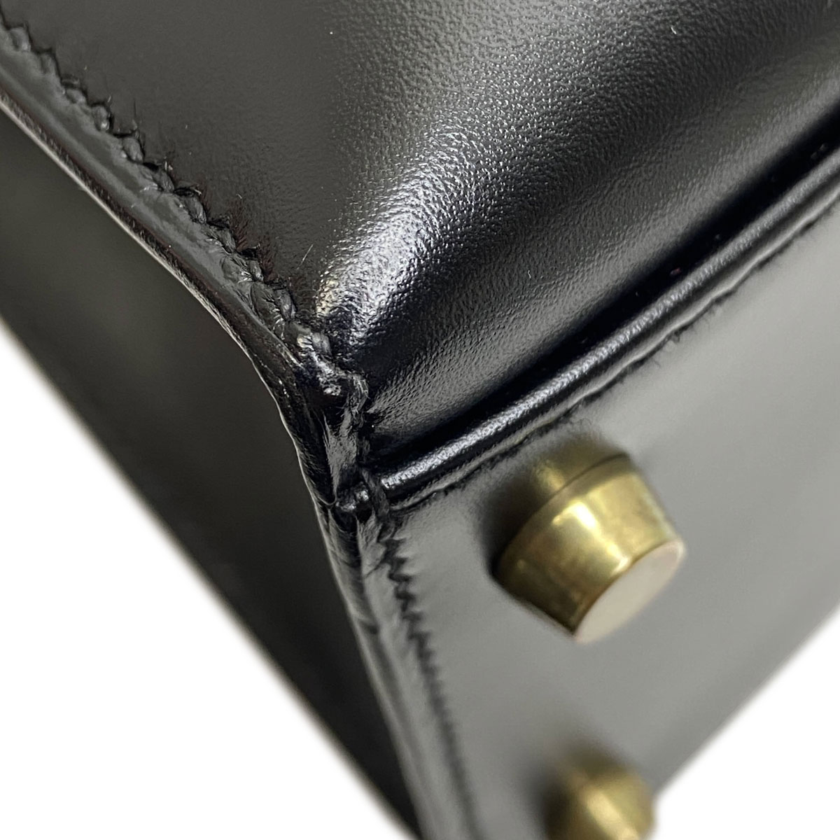 HERMES エルメス ケリー32 2WAY ハンドバッグ 外縫い カーフレザー ブラック ゴールド金具 ○V刻印（1992年頃製造）