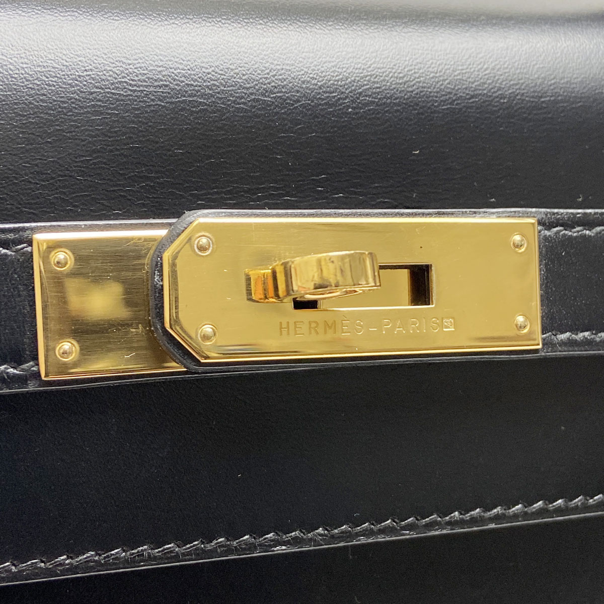HERMES エルメス ケリー32 2WAY ハンドバッグ 外縫い カーフレザー ブラック ゴールド金具 ○V刻印（1992年頃製造）