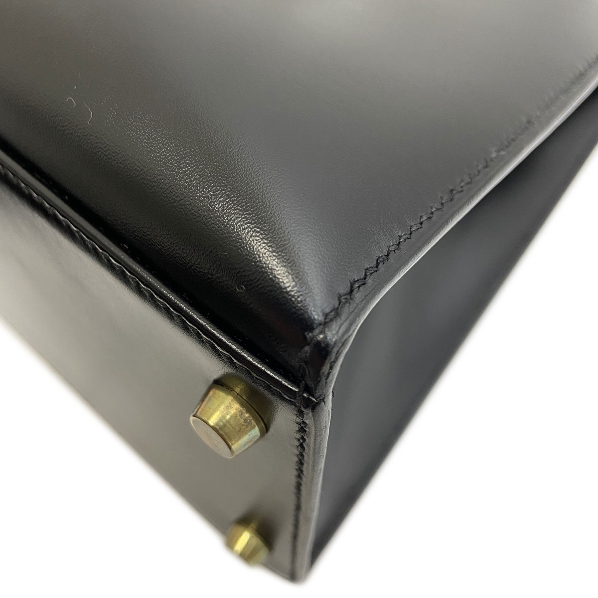 HERMES エルメス ケリー32 2WAY ハンドバッグ 外縫い カーフレザー ブラック ゴールド金具 ○V刻印（1992年頃製造）