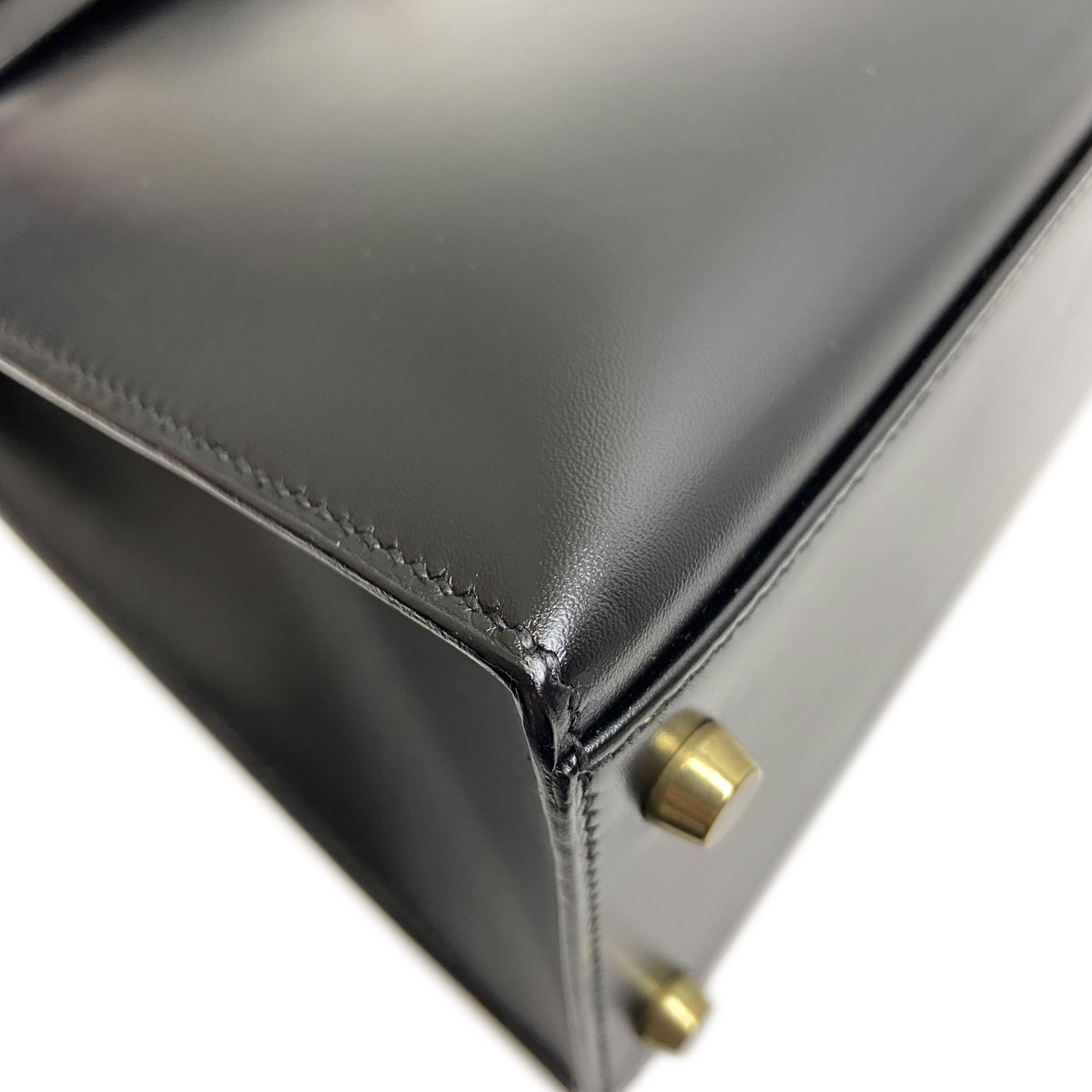 HERMES エルメス ケリー32 2WAY ハンドバッグ 外縫い カーフレザー ブラック ゴールド金具 ○V刻印（1992年頃製造）