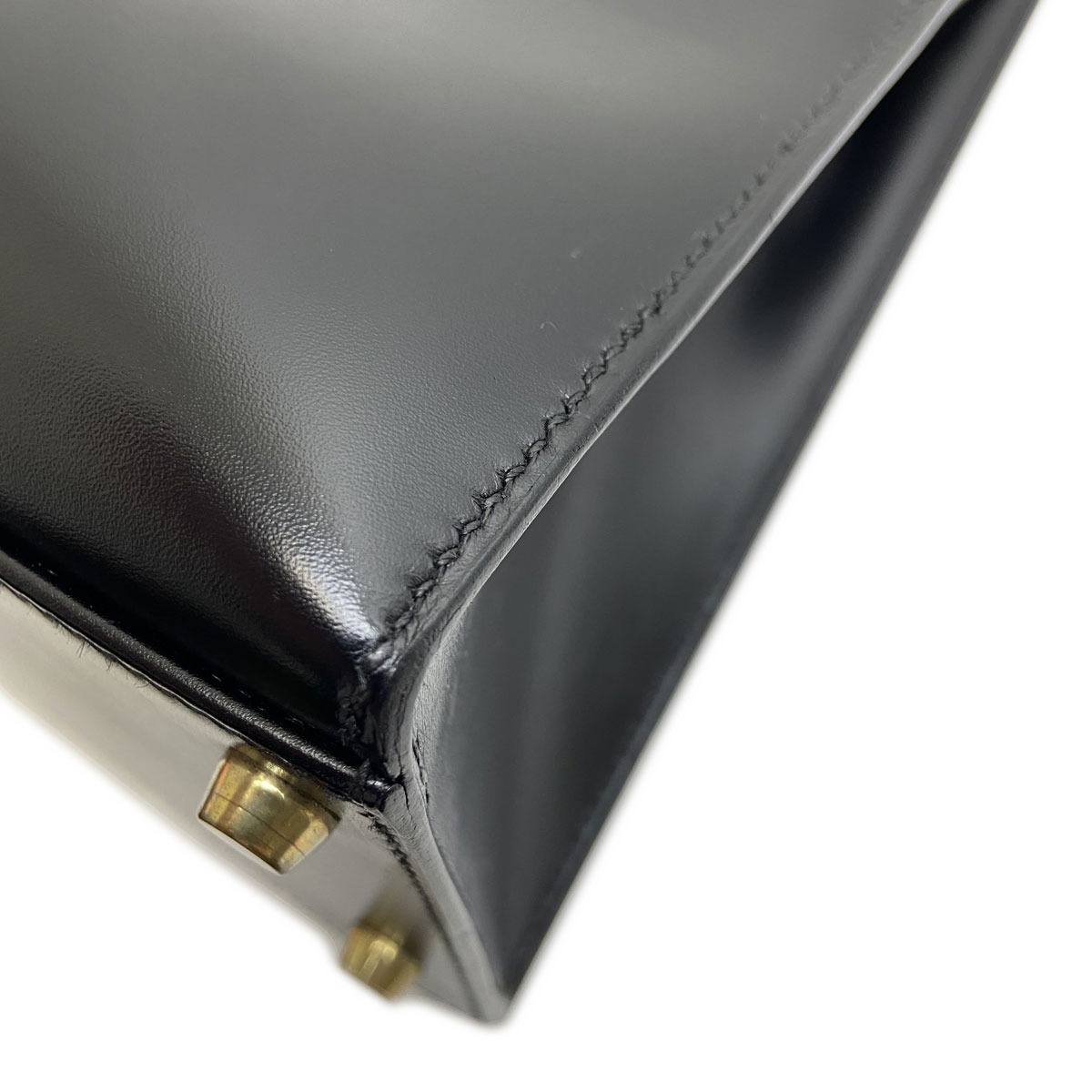 HERMES エルメス ケリー32 2WAY ハンドバッグ 外縫い カーフレザー ブラック ゴールド金具 ○V刻印（1992年頃製造）