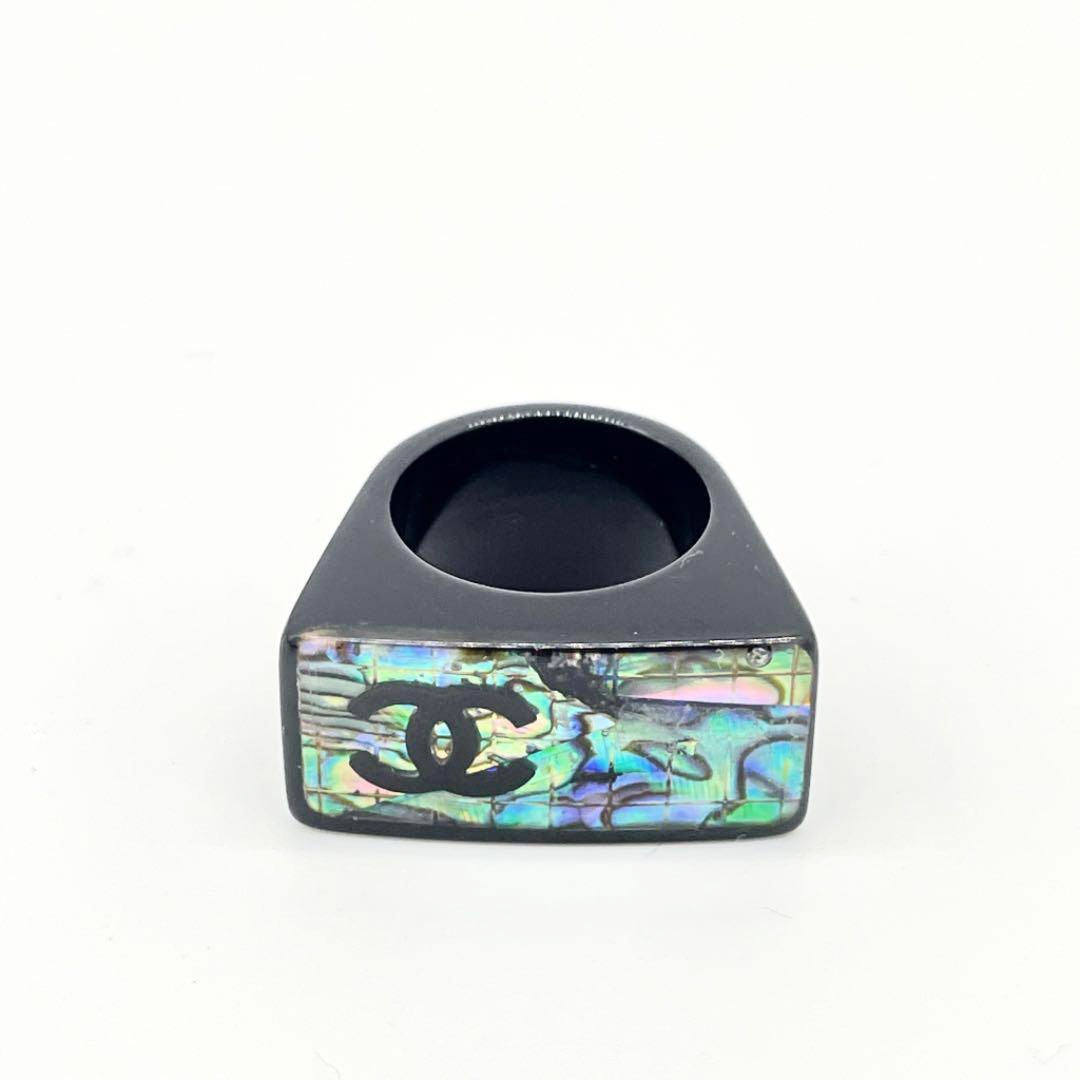 CHANEL シャネル シェルリング 指輪 ココマーク プラスチック ブラック 約12号 12P