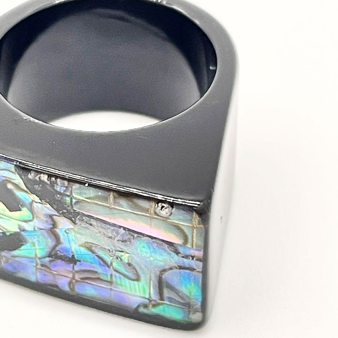 CHANEL シャネル シェルリング 指輪 ココマーク プラスチック ブラック 約12号 12P