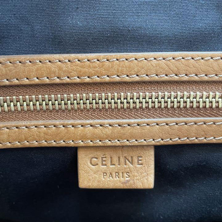 CELINE セリーヌ トートバッグ マカダム柄 キャンバス レザー グレー ブラウン ヴィンテージ S-S-1019