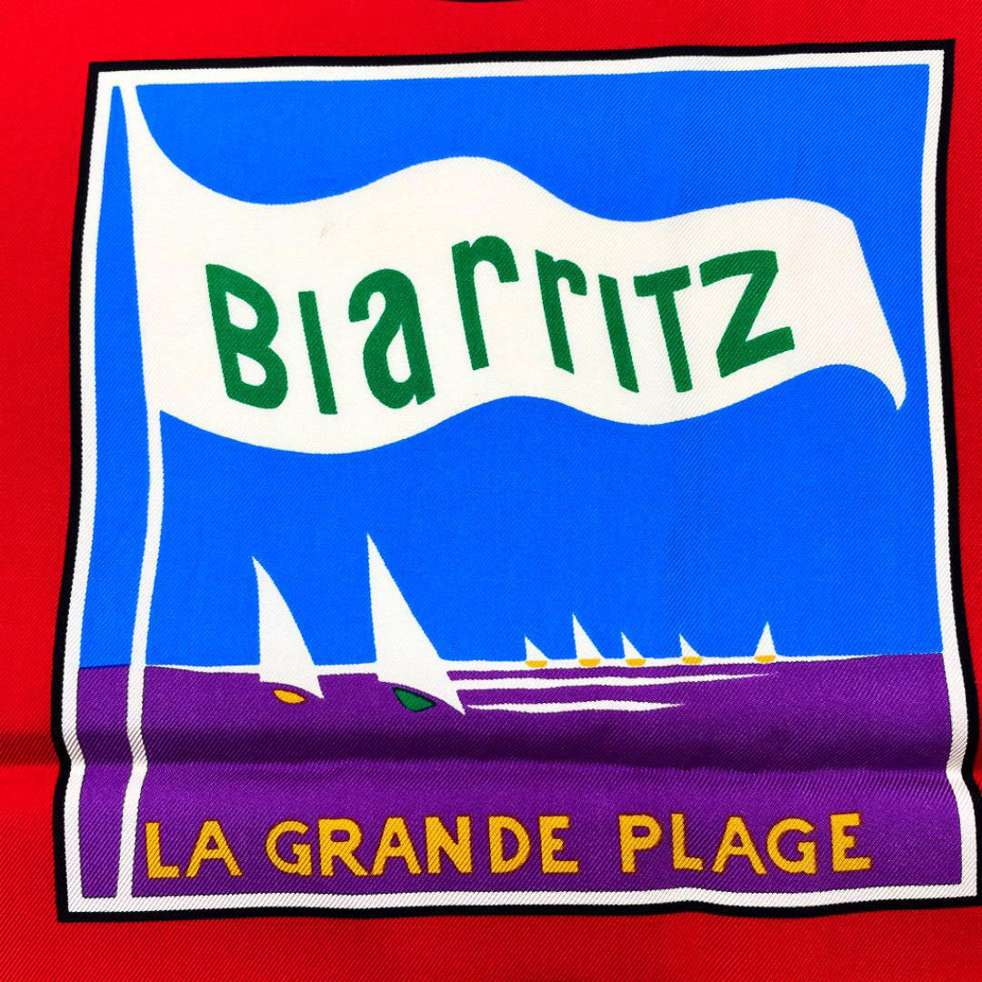 CHANEL シャネル 大判スカーフ 『BON VOYAGE』 ココマーク シルク レッド ゴールド